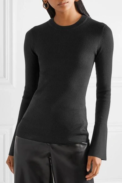 Shop Proenza Schouler Ribbed Silk-blend Sweater In Black