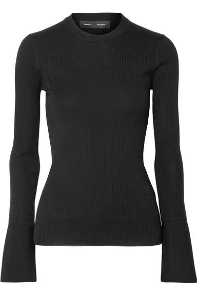 Shop Proenza Schouler Ribbed Silk-blend Sweater In Black