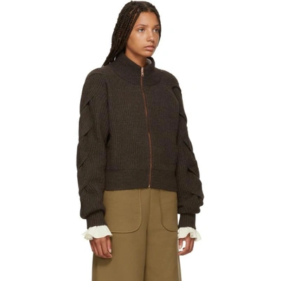 Shop See By Chloé See By Chloe Brown Bomber Sweater In 227 Full Br