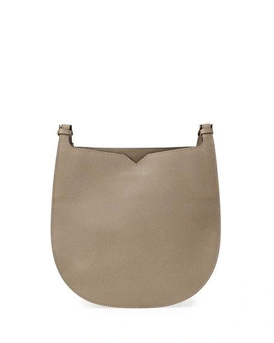 Shop Valextra Textured Small Hobo Bag In Medium Gray