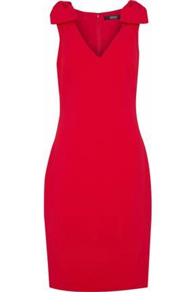 Shop Badgley Mischka Woman Bow-embellished Cady Dress Red