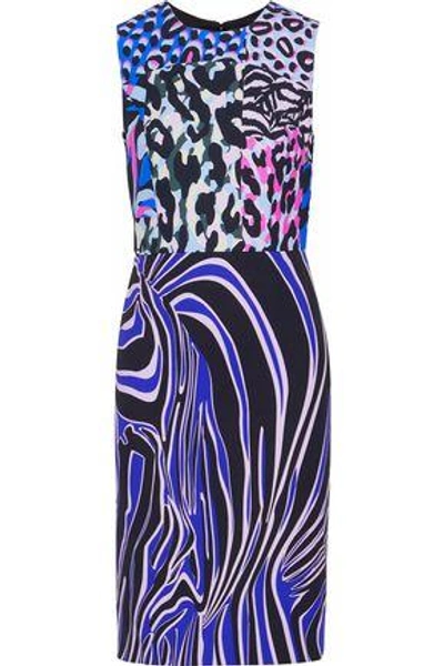 Shop Versace Woman Printed Cady Dress Black