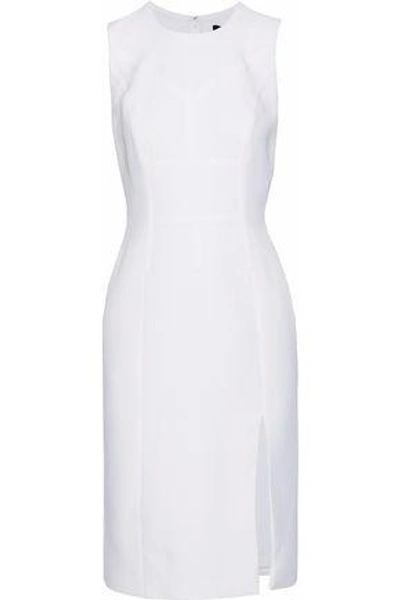 Shop Versace Woman Split-front Silk-crepe Dress White