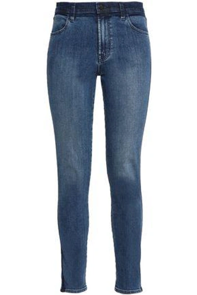 Shop J Brand Maria Faded High-rise Skinny Jeans In Mid Denim