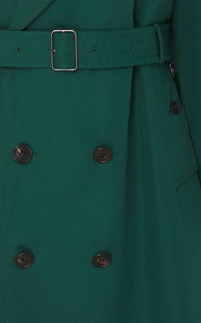 Shop Burberry Cotteridge Belted Cotton-gabardine Trench Coat In Green