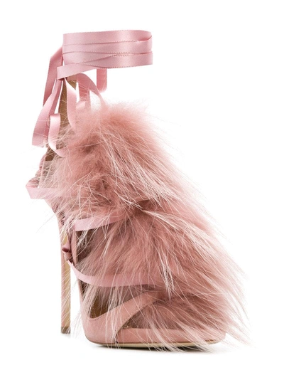 Shop Dsquared2 Fur Embellished Sandals - Pink