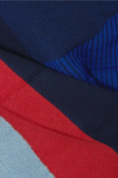 Shop Lndr Trigger Color-block Stretch-knit Sports Bra In Navy