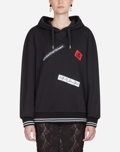 Shop Dolce & Gabbana Cotton Sweatshirt With Patch In Black