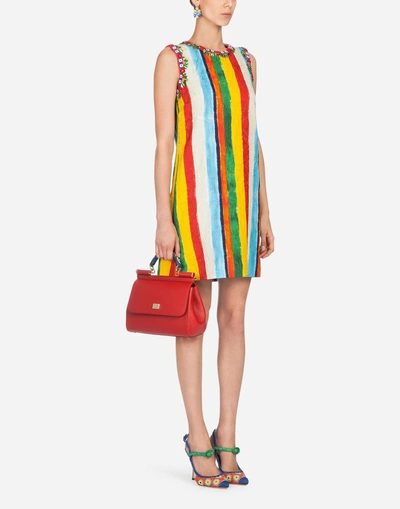 Shop Dolce & Gabbana Printed Brocade Dress In Multi-colored