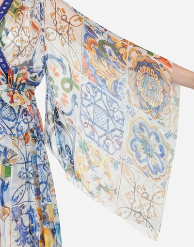 Shop Dolce & Gabbana Majolica-print Silk Jumpsuit In Majolica Print