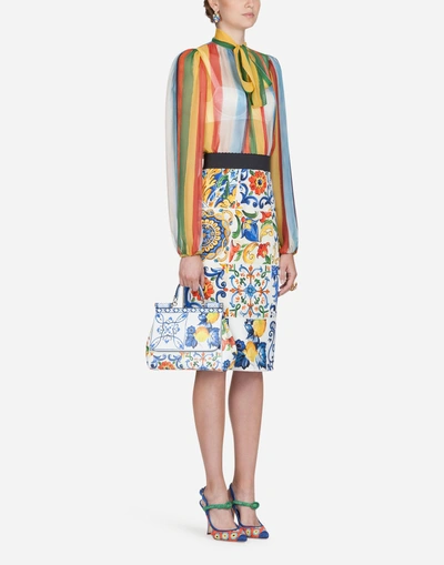 Shop Dolce & Gabbana Majolica-print Silk Skirt In Majolica Print