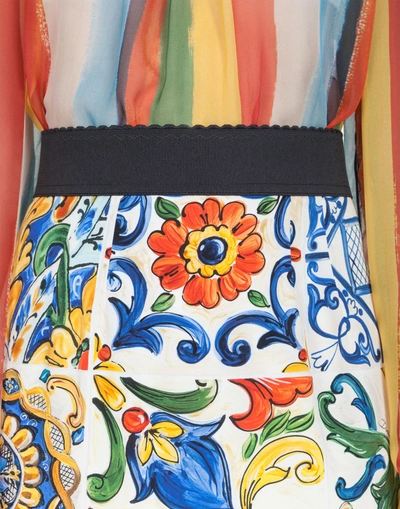 Shop Dolce & Gabbana Majolica-print Silk Skirt In Majolica Print