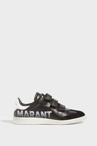 Shop Isabel Marant Beth Suede-trimmed Leather Trainers In Black And White, Black
