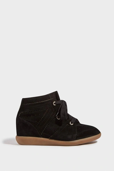 Isabel Marant Bobby Suede Wedge Trainers In Black