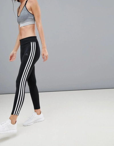 Adidas Originals Training Three Stripe Leggings In Black - Black | ModeSens