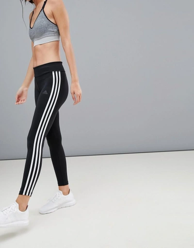 adidas Training three stripe leggings in black