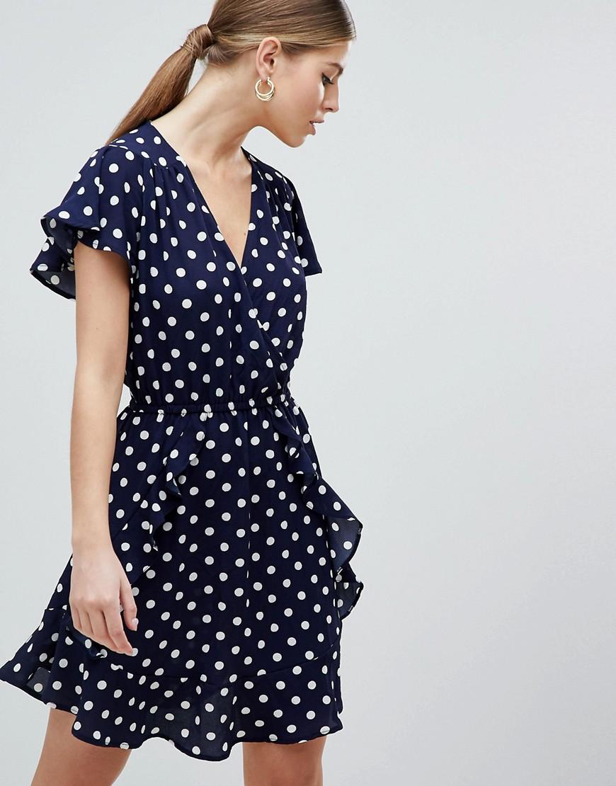 ax paris navy polka dot dress
