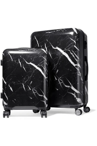 Shop Calpak Astyll Marbled Hardshell Suitcase Set In Black