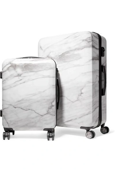 Shop Calpak Astyll Marbled Hardshell Suitcase Set In White