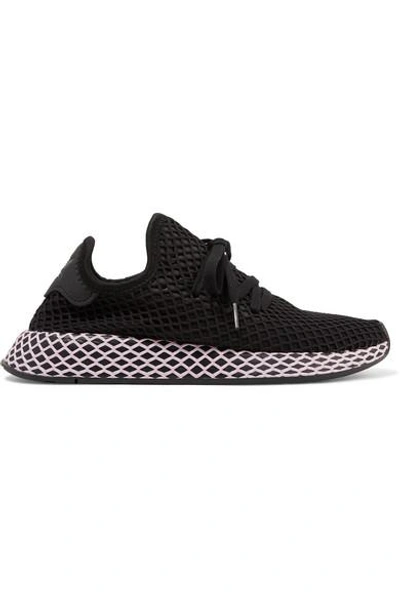 Shop Adidas Originals Deerupt Runner Suede-trimmed Mesh Sneakers In Black