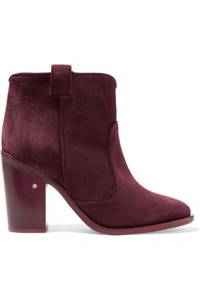 Shop Laurence Dacade Nico Suede Ankle Boots In Burgundy