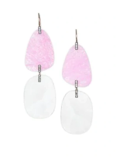 Shop Meira T 14k Rose Gold Quartz And Diamond Drop Earrings In Pink