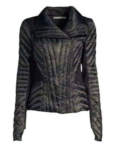 Shop Blanc Noir Motion Panel Puffer Jacket In Camo Black