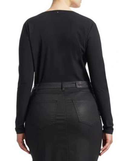 Shop Ashley Graham X Marina Rinaldi Long Sleeve Body Suit In Black