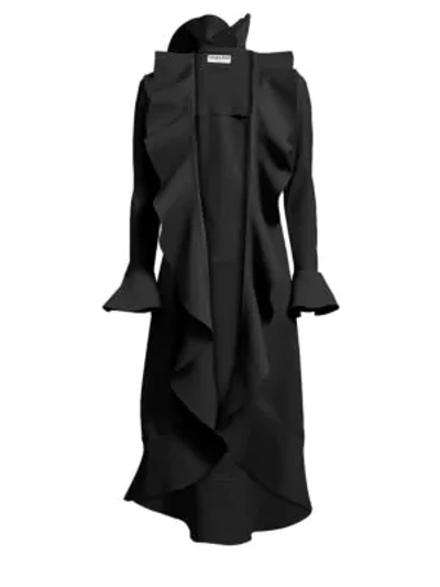 Shop Chiara Boni La Petite Robe Shiva Ruffle Coat In Black