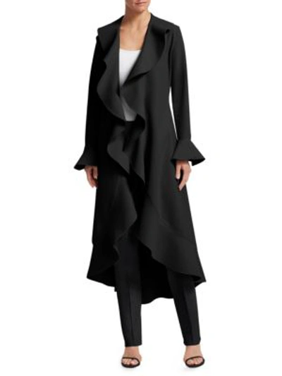 Shop Chiara Boni La Petite Robe Shiva Ruffle Coat In Black