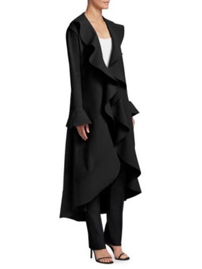 Shop Chiara Boni La Petite Robe Shiva Ruffle Coat In Black