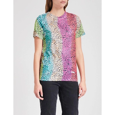 Shop Blouse Lovecat Rainbow Cotton-jersey T-shirt In Multi