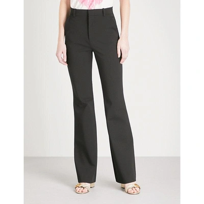 Shop Gucci Flared High-rise Crepe Trousers In Black