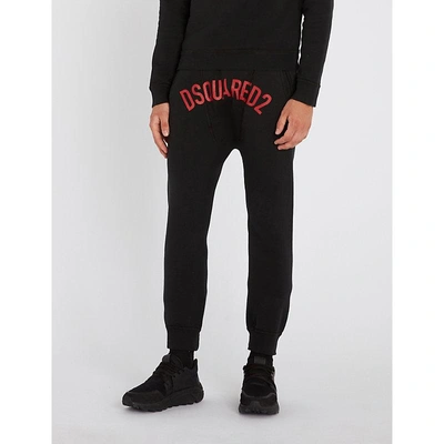 Shop Dsquared2 Logo-print Cotton-jersey Jogging Bottoms In Black