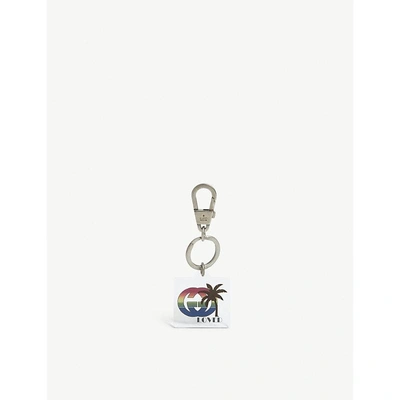 Shop Gucci Loved Palm Tree Keyring In Silver Gold