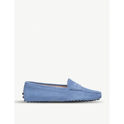 Shop Tod's Mocassino Suede Driving Shoes In Blue Other