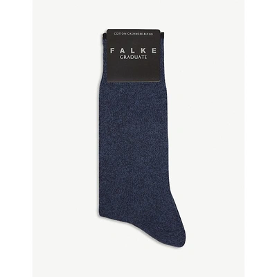 Shop Falke Graduate Cotton And Cashmere-blend Socks In Jeans