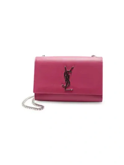 Shop Saint Laurent Small Kate Leather Shoulder Bag In Fuchsia