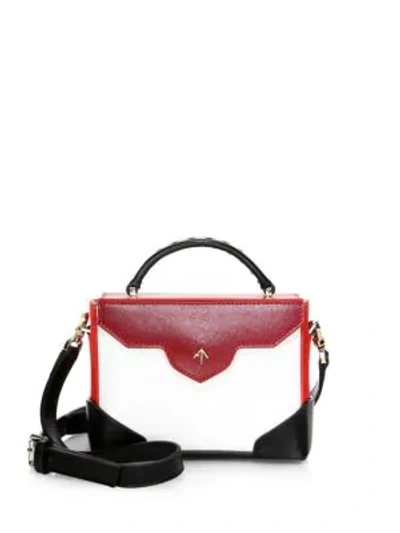 Shop Manu Atelier Micro-bold Colorblock Leather & Suede Top Handle Bag In Multi