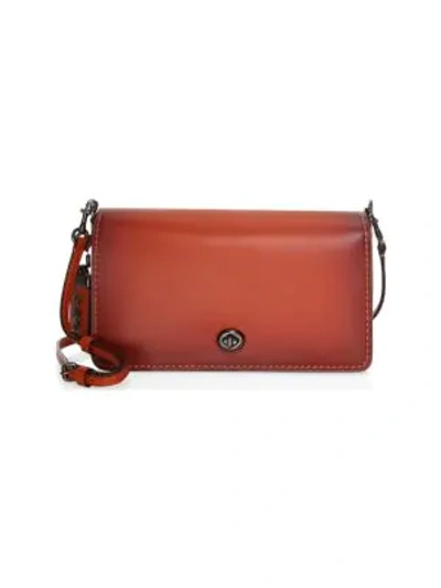 Shop Coach Dinky Leather Crossbody Bag In Brown