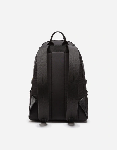 Shop Dolce & Gabbana Nylon Vulcano Backpack With Patches Of The Designers In Black