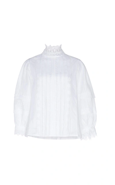 Shop Dice Kayek Mutton Sleeve Cotton Blouse In White