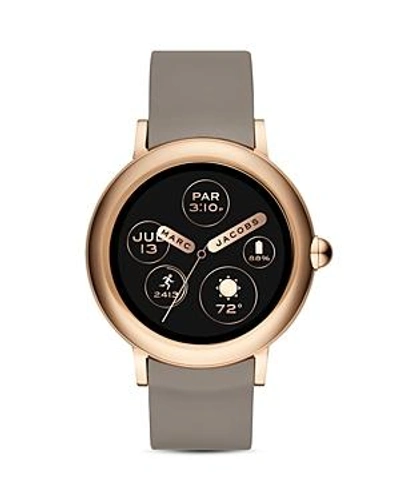 Shop Marc Jacobs Riley Gray Strap Touchscreen Watch, 44mm In Black/taupe