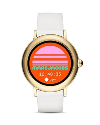 Shop Marc Jacobs Riley White Strap Touchscreen Watch, 44mm In Multi/white