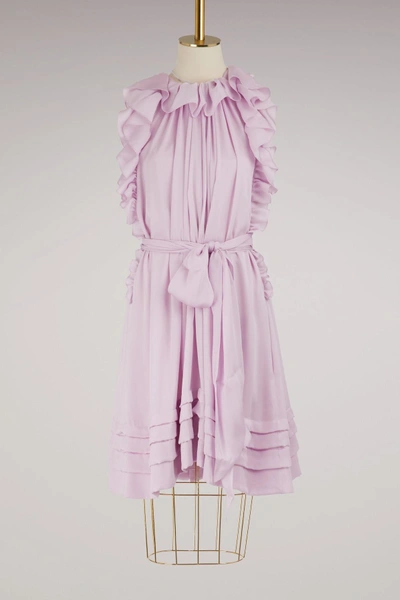 Shop Chloé Silk Mini Dress In Creamy Lilac
