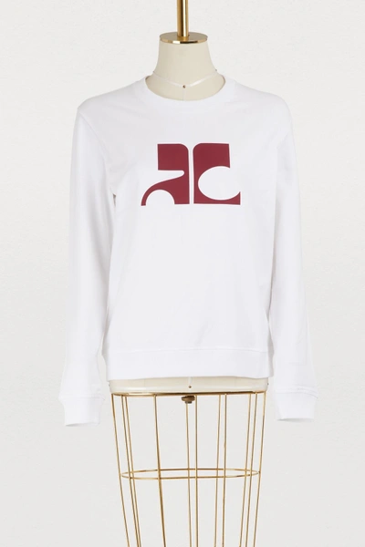 Shop Courrèges Logo Sweatshirt In White / Burgundy Logo