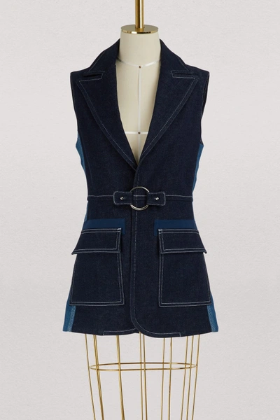 Shop Chloé Sleeveless Denim Jacket In Ultramarine