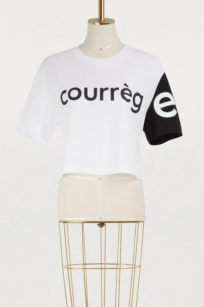 Shop Courrèges Logo T-shirt In White / Black Logo