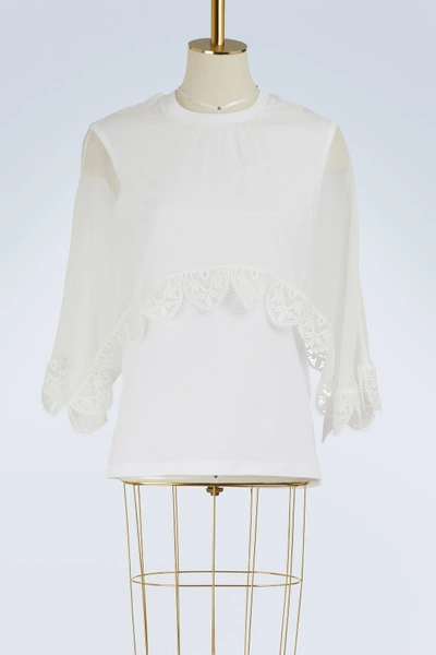 Shop Chloé Silk Cape T-shirt In White