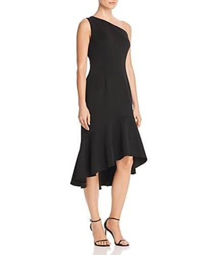 Shop Adrianna Papell Daphne One-shoulder Dress In Black